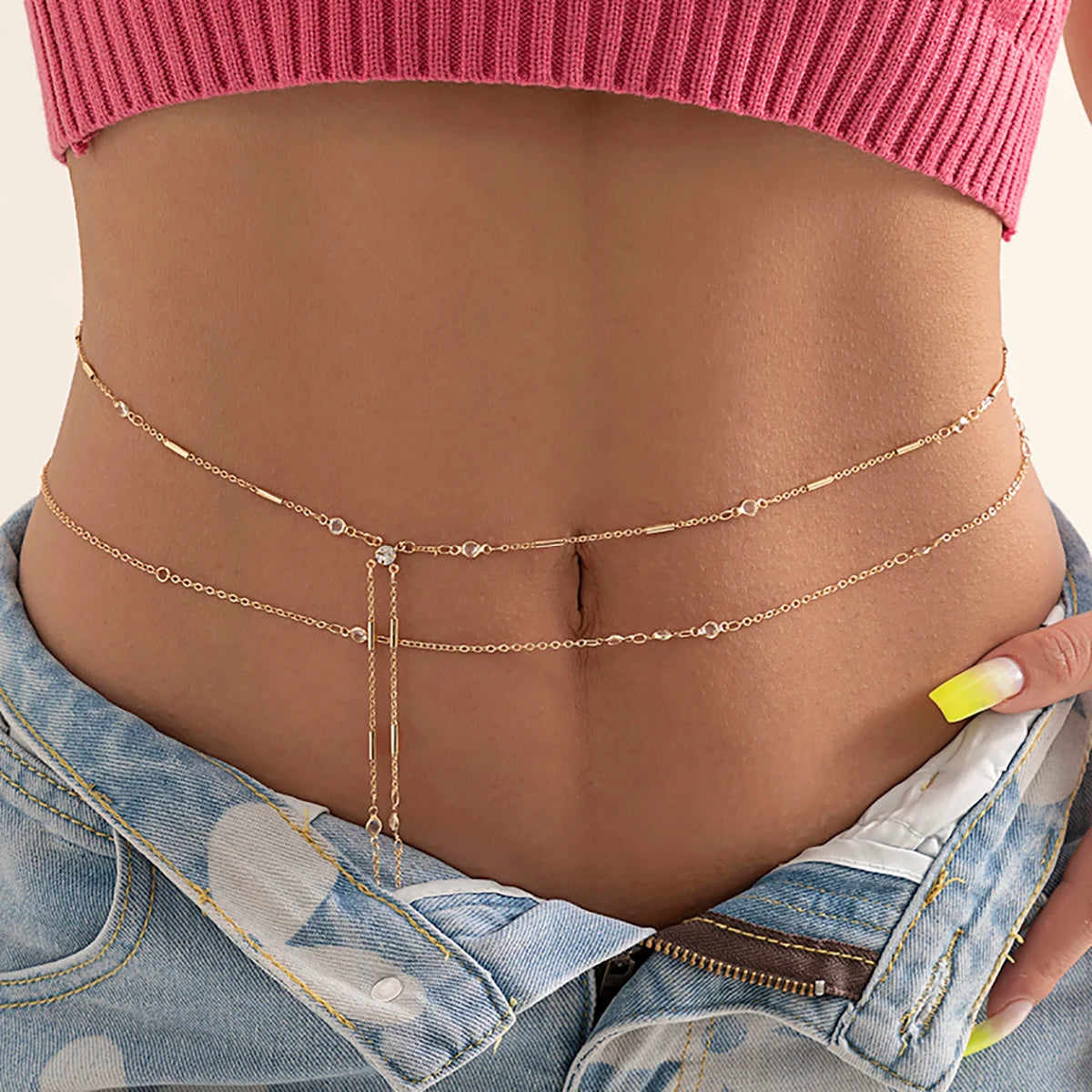 Sexy Crystal Glass Belly Chain Waist Chain for Women Summer Beach Bikini Festival Accessories