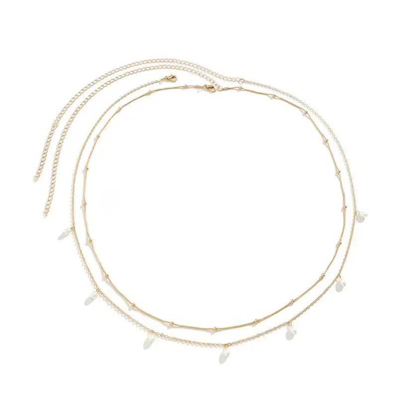 New Sexy Double Layer Pearl Chain Women Waist Beads Belly Belt Body Jewelry Beach Summer