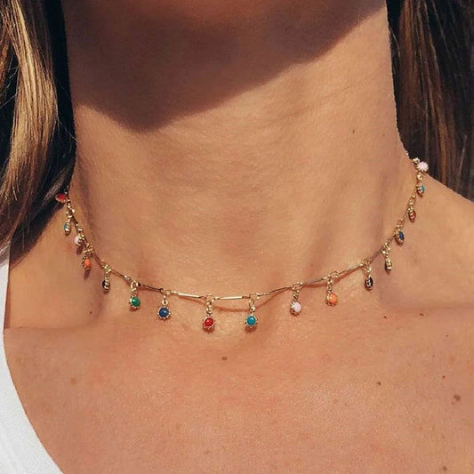 Elegant Simple Candy Color Necklace for Women Matching Necklace Jewelry Choker Necklace Chain Gift Accessories