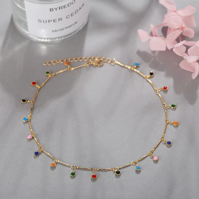 Elegant Simple Candy Color Necklace for Women Matching Necklace Jewelry Choker Necklace Chain Gift Accessories