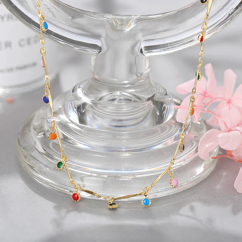 Elegant Simple Candy Color Necklace for Women Matching Necklace Jewelry Choker Necklace Chain Gift Accessories