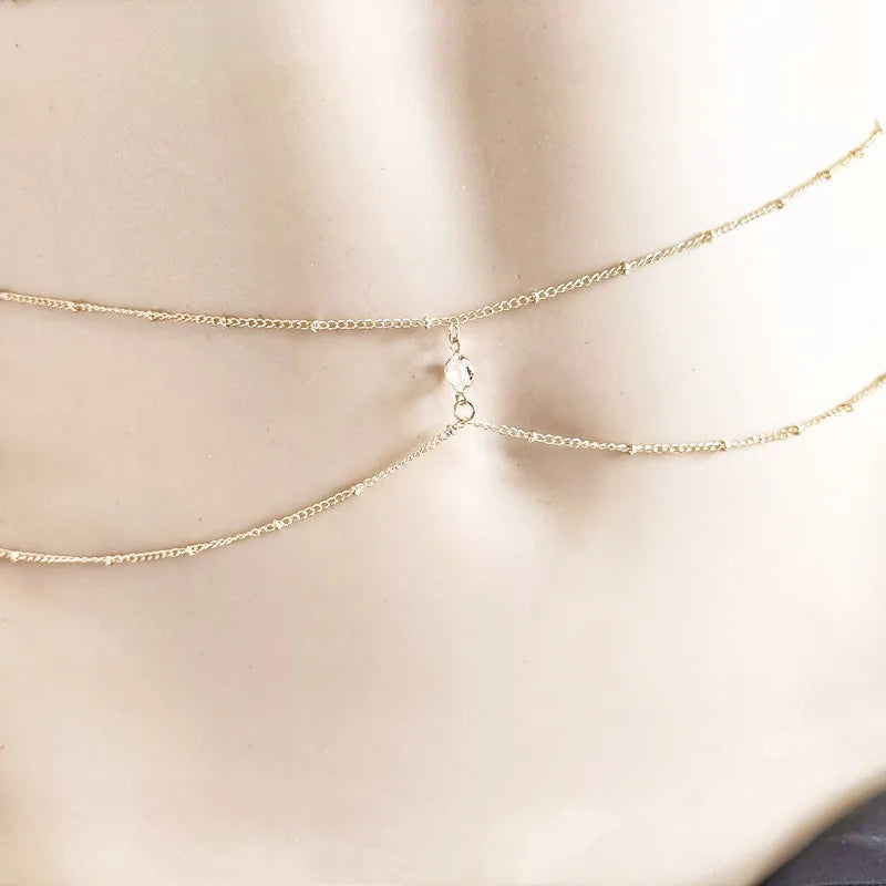 Simple and fashionable double-layer beaded chain waist beautiful women's waist and belly belt belly belt body jewelry chain spring and summer gifts
