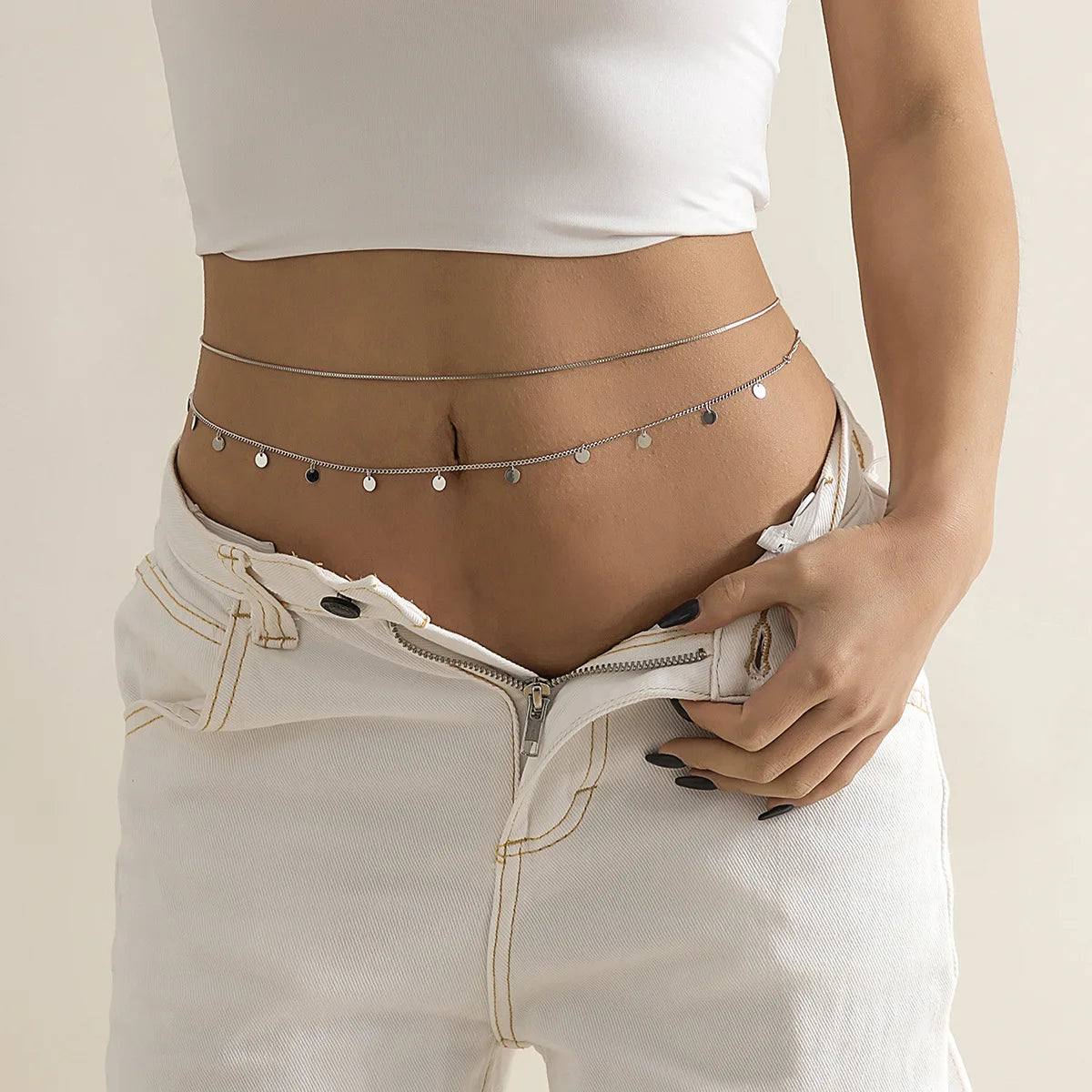Sexy Hip Hop Metal Waist Chain, Adjustable Sexy Waist Chain, Imitation Crystal, 2025