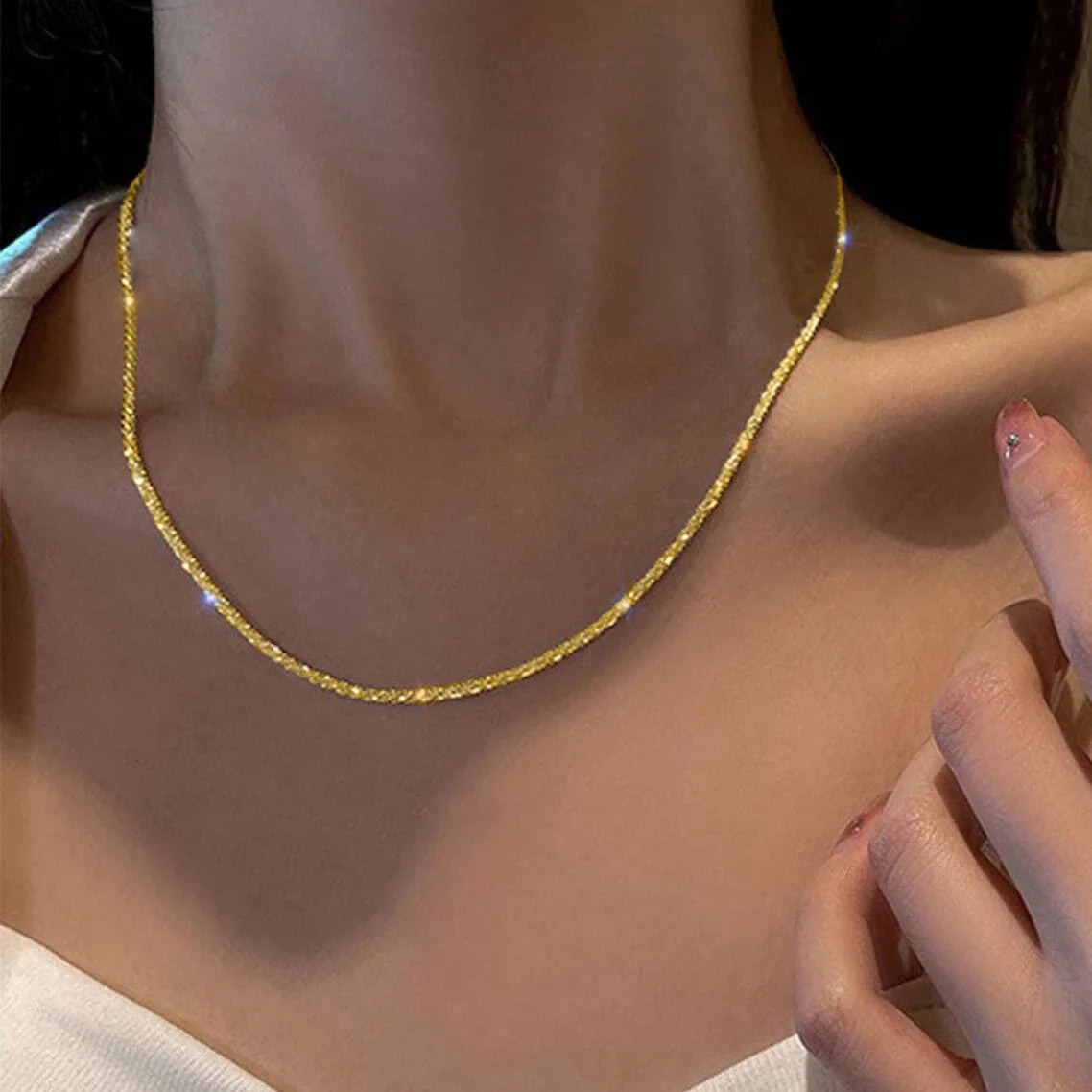 Women's Shiny Silver Necklace, Fashion Clavicle Chain, Girls Necklace, Wedding Party Jewelry Accessories