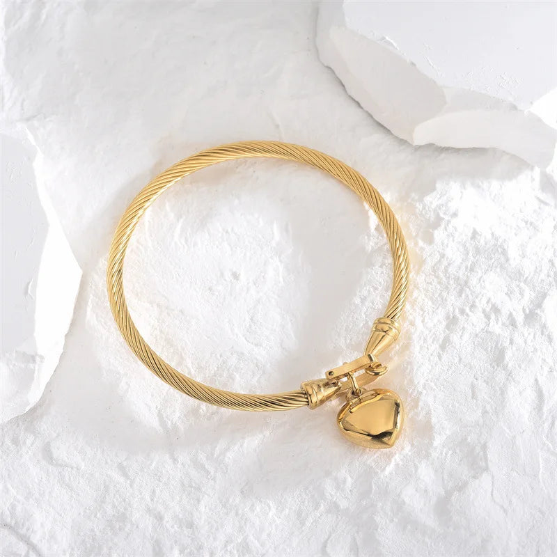 Women's 18K Gold Stainless Steel Heart Bracelets