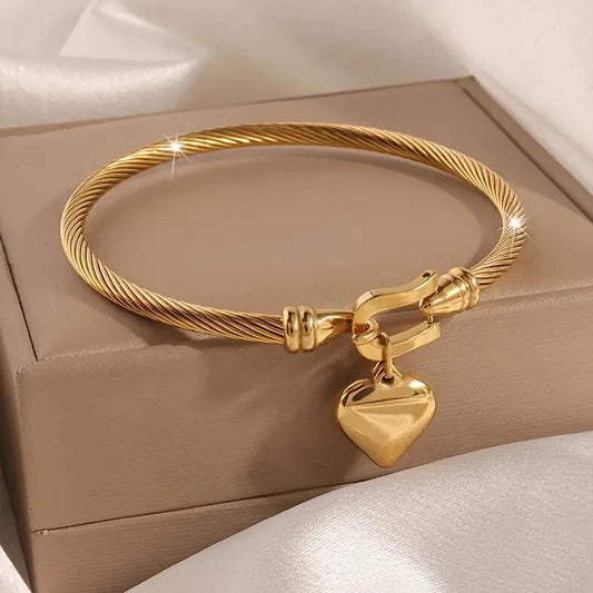 Women's 18K Gold Stainless Steel Heart Bracelets
