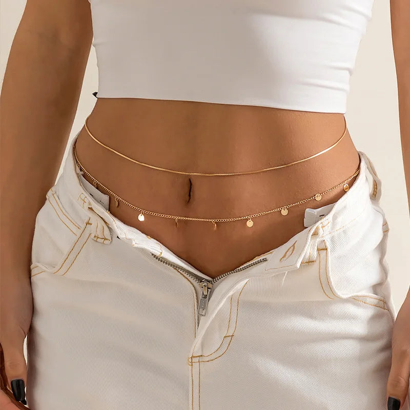 Sexy Hip Hop Metal Waist Chain, Adjustable Sexy Waist Chain, Imitation Crystal, 2025