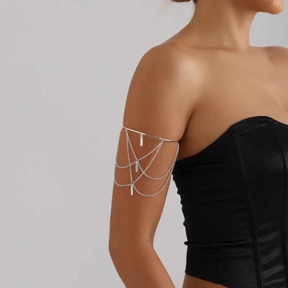 Women's Gold Open Upper Armband Rectangle Jewelry Tassel Armband Summer Party Fashion Accessories New
