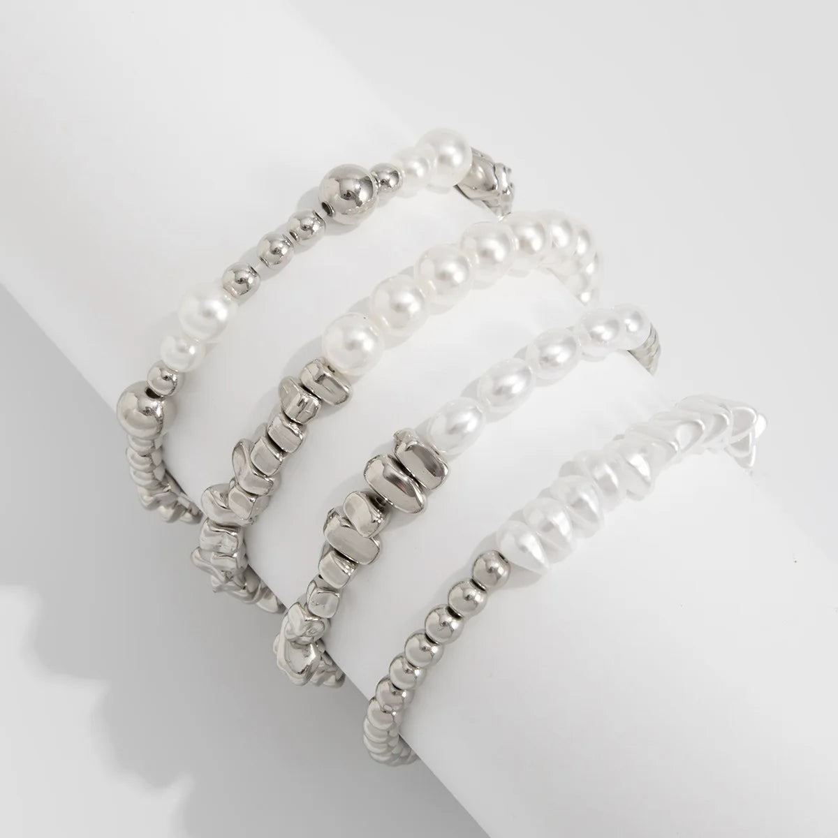 New Fashion Women's Vintage Irregular CCB Beads Imitation Pearl Chain Bracelet Set Jewelry Valentine's Day Gift