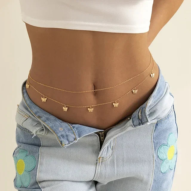 New Sexy Double Layer Pearl Chain Women Waist Beads Belly Belt Body Jewelry Beach Summer
