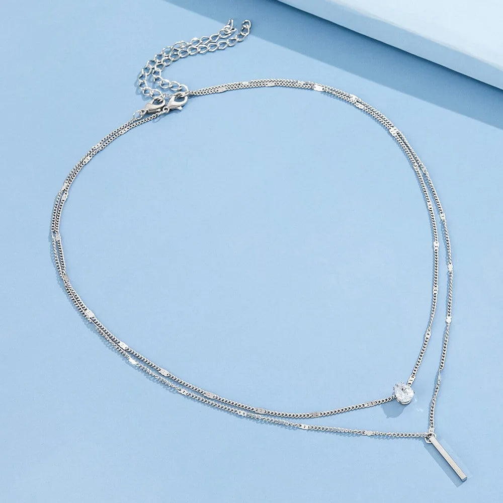 Egyptian Zircon Necklace for Women Multilayer Choker Chain Elegant Party Jewelry Shiny Gift