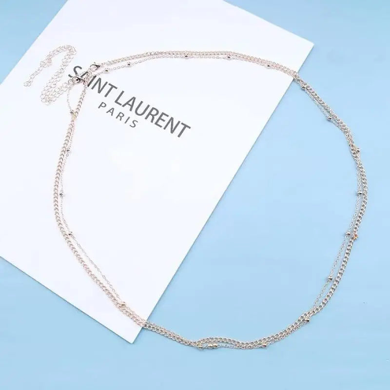 Elegant and sexy round bead belly chain, double waist chain, simple thick metal chain, women's body chain