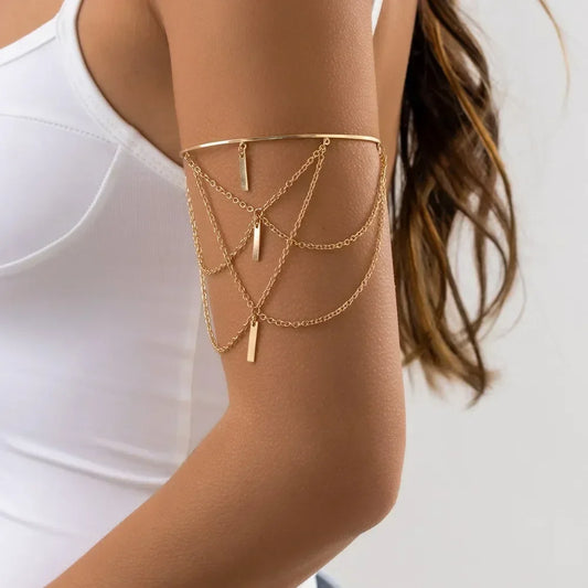 Women's Gold Open Upper Armband Rectangle Jewelry Tassel Armband Summer Party Fashion Accessories New