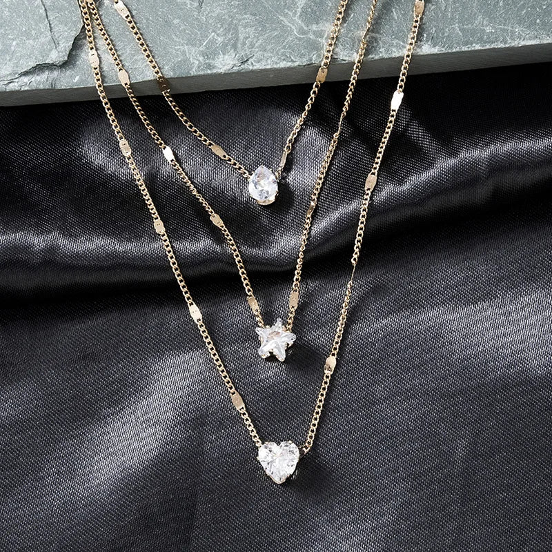 Egyptian Zircon Necklace for Women Multilayer Choker Chain Elegant Party Jewelry Shiny Gift