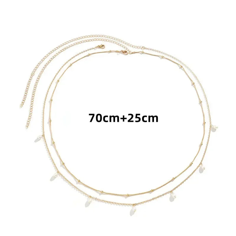 New Sexy Double Layer Pearl Chain Women Waist Beads Belly Belt Body Jewelry Beach Summer