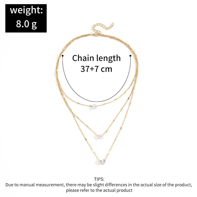 Egyptian Zircon Necklace for Women Multilayer Choker Chain Elegant Party Jewelry Shiny Gift