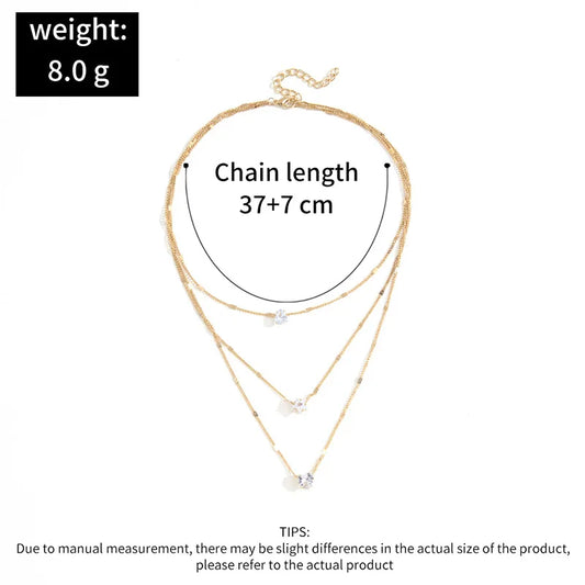 Egyptian Zircon Necklace for Women Multilayer Choker Chain Elegant Party Jewelry Shiny Gift