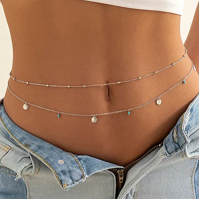 New Sexy Double Layer Pearl Chain Women Waist Beads Belly Belt Body Jewelry Beach Summer