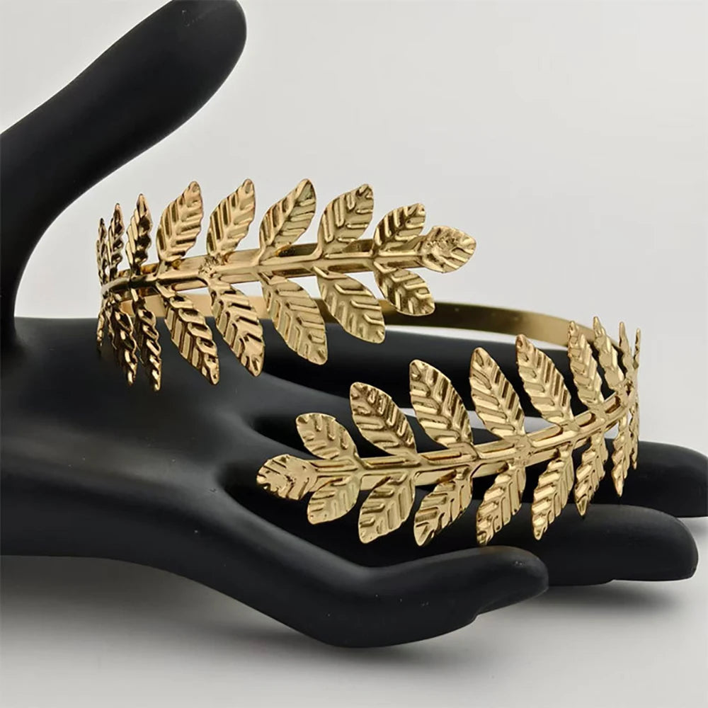 Gold Metal Leaf Armband for Women Greco-Roman Style Armband for Women Gold Color Armband Jewelry Gift