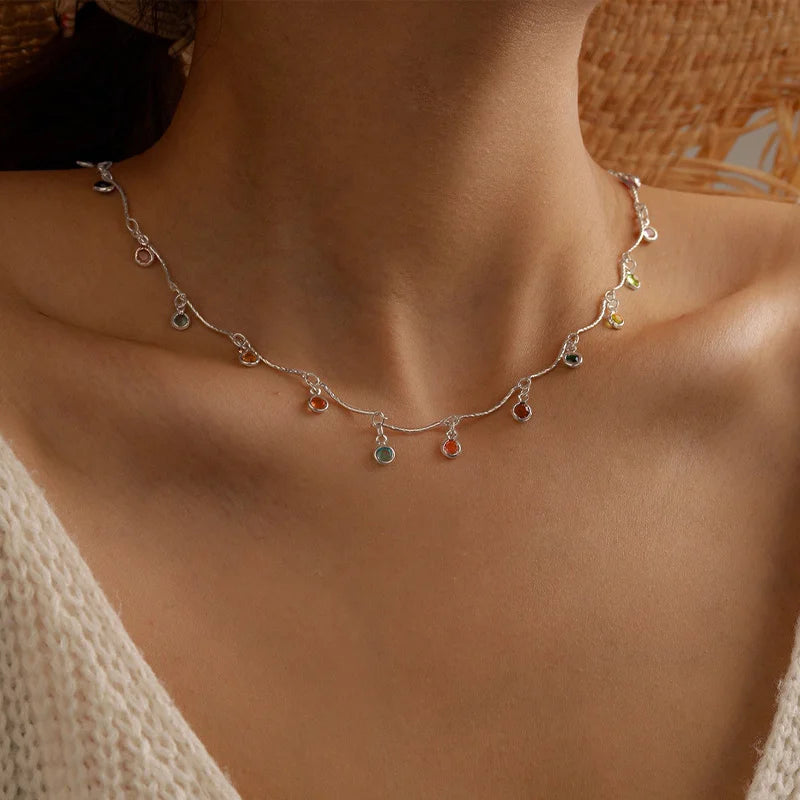 Elegant Simple Candy Color Necklace for Women Matching Necklace Jewelry Choker Necklace Chain Gift Accessories