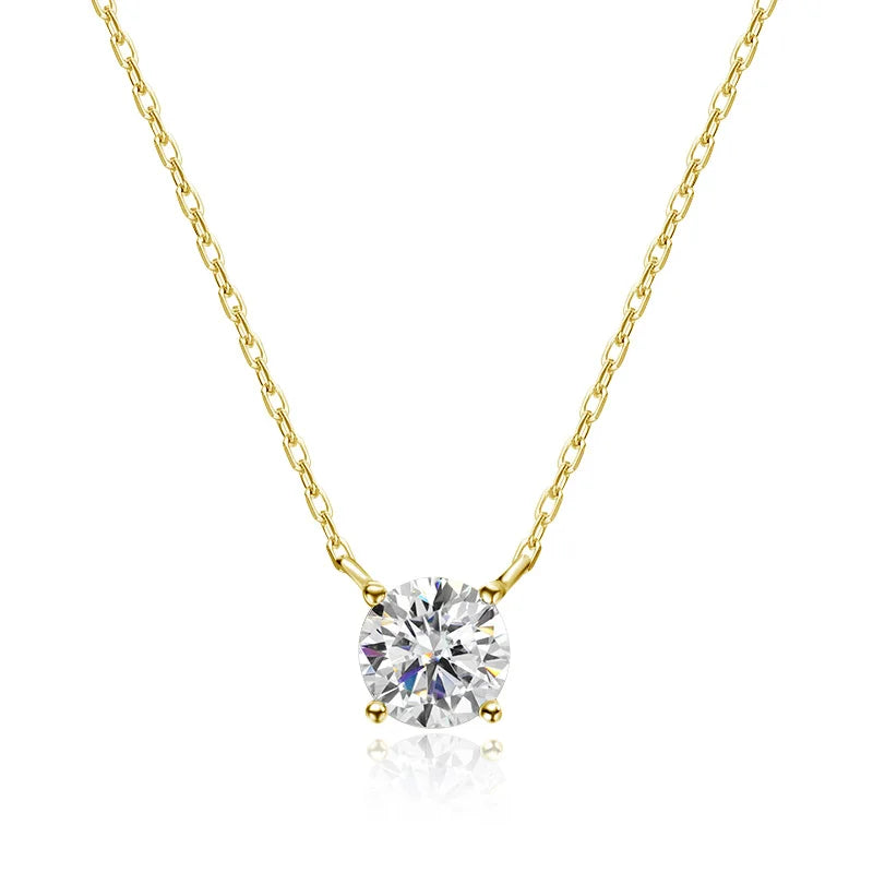 Moissanite Necklaces for Women, GRA Certified Diamond Solitaire Pendant, 925 Sterling Silver Plated, 18K