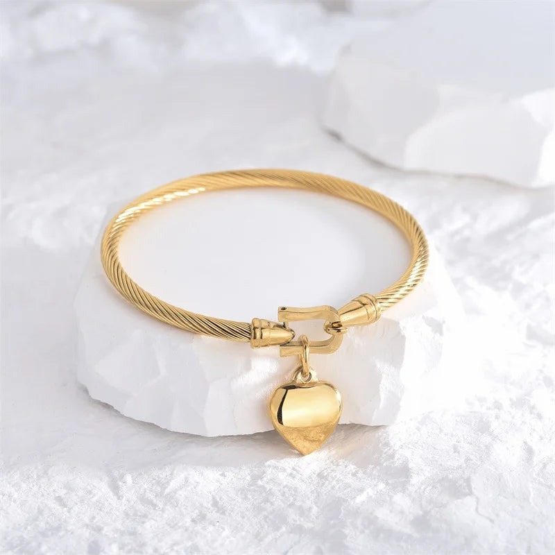 Women's 18K Gold Stainless Steel Heart Bracelets