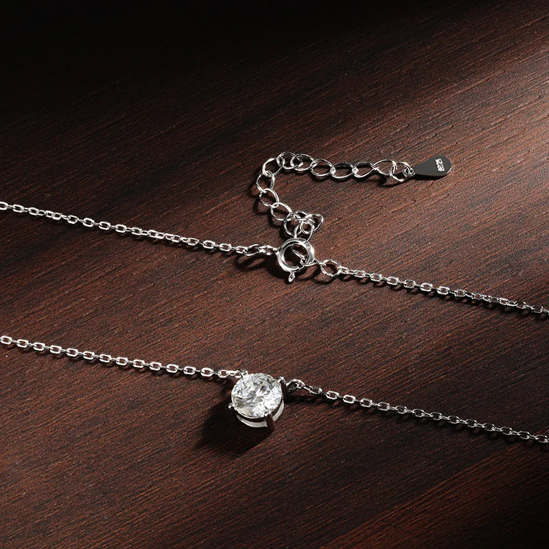 Moissanite Necklaces for Women, GRA Certified Diamond Solitaire Pendant, 925 Sterling Silver Plated, 18K
