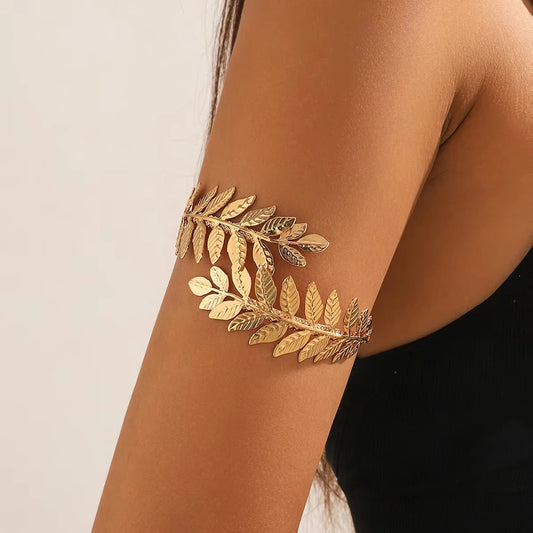 Gold Metal Leaf Armband for Women Greco-Roman Style Armband for Women Gold Color Armband Jewelry Gift