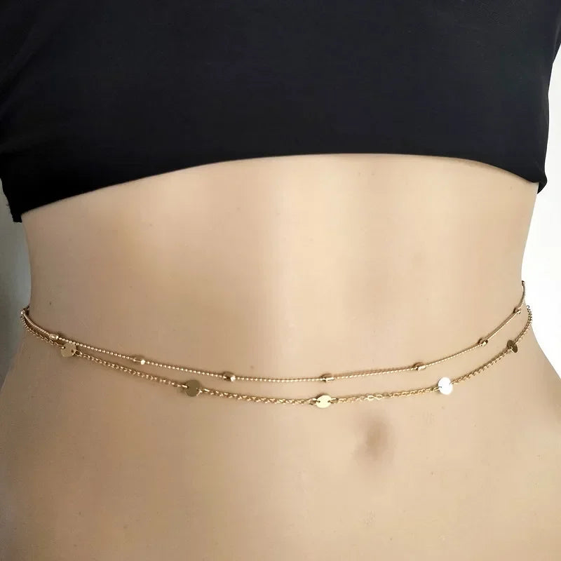 New Sexy Double Layer Pearl Chain Women Waist Beads Belly Belt Body Jewelry Beach Summer