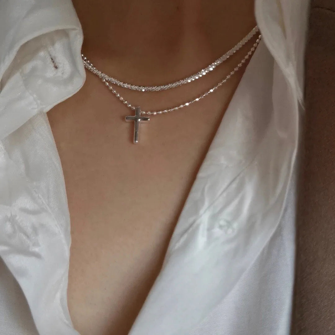 Women's Shiny Silver Necklace, Fashion Clavicle Chain, Girls Necklace, Wedding Party Jewelry Accessories