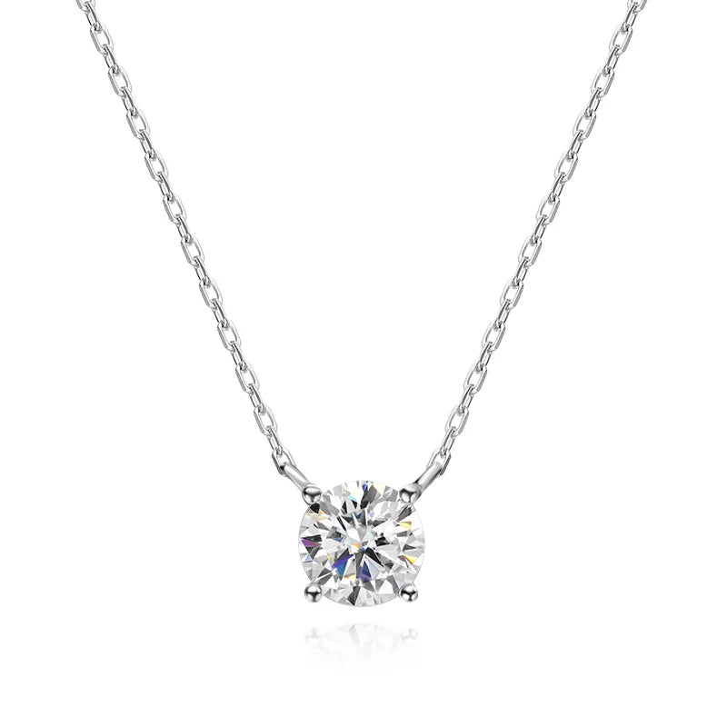 Moissanite Necklaces for Women, GRA Certified Diamond Solitaire Pendant, 925 Sterling Silver Plated, 18K
