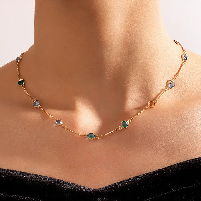 Elegant Simple Candy Color Necklace for Women Matching Necklace Jewelry Choker Necklace Chain Gift Accessories