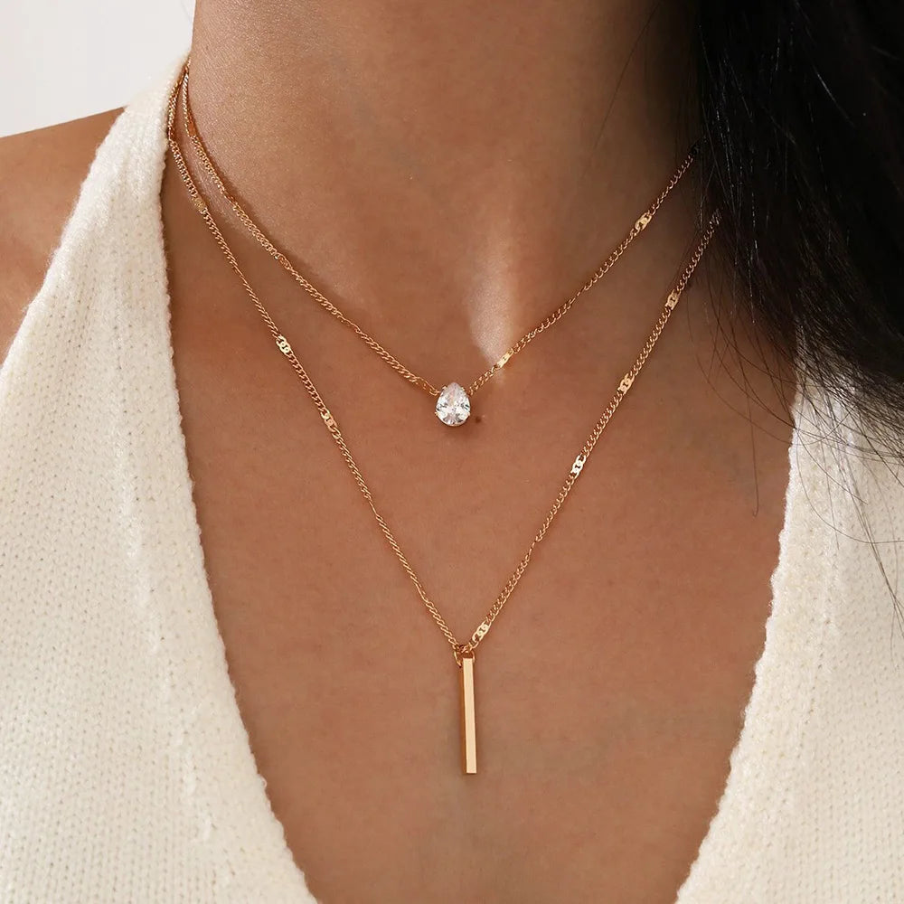 Egyptian Zircon Necklace for Women Multilayer Choker Chain Elegant Party Jewelry Shiny Gift
