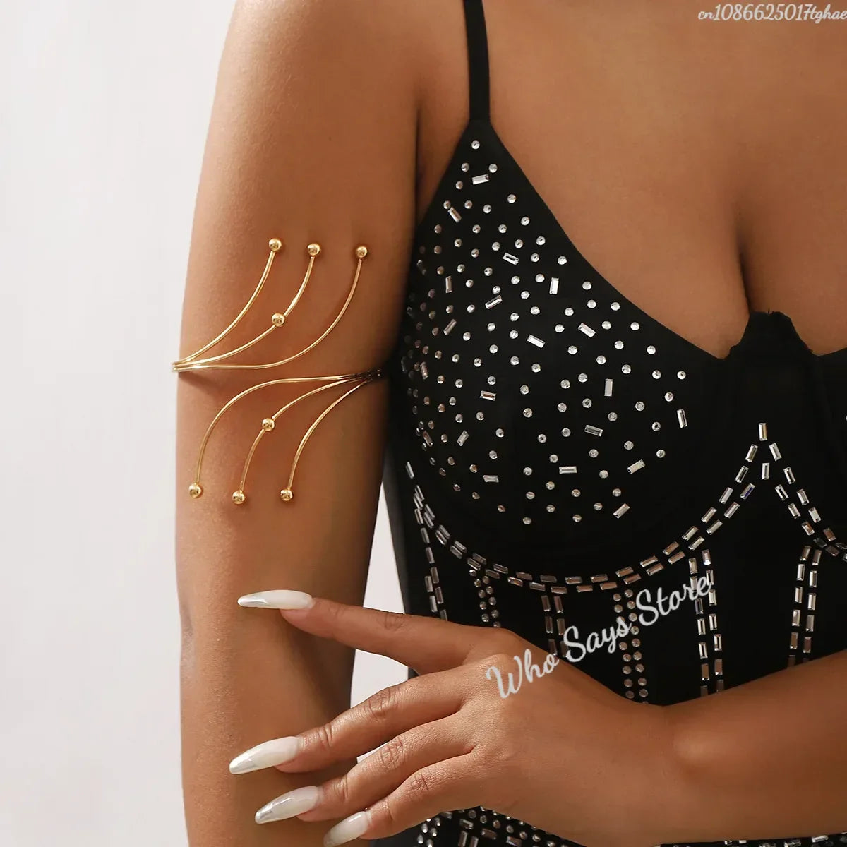 Lacteo Trendy Geometric Twisted Cuff Bracelet On The Upper Arm for Women Water Drop Shape Bangles Adjustable Jewelry Party Girls