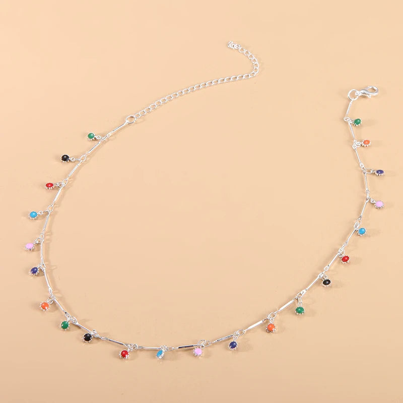 Elegant Simple Candy Color Necklace for Women Matching Necklace Jewelry Choker Necklace Chain Gift Accessories