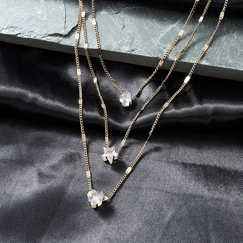 Egyptian Zircon Necklace for Women Multilayer Choker Chain Elegant Party Jewelry Shiny Gift