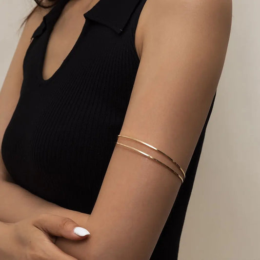 Bohemian Tassel Necklace with Charm Top Bracelet, Vintage Geometric Hollow Metal Arm Chain, Body Bracelets for All Occasions