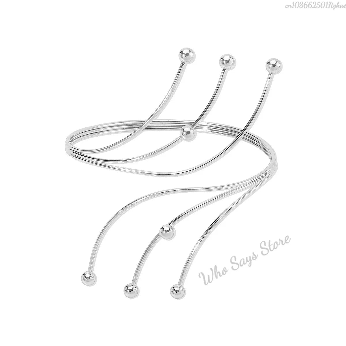 Lacteo Trendy Geometric Twisted Cuff Bracelet On The Upper Arm for Women Water Drop Shape Bangles Adjustable Jewelry Party Girls