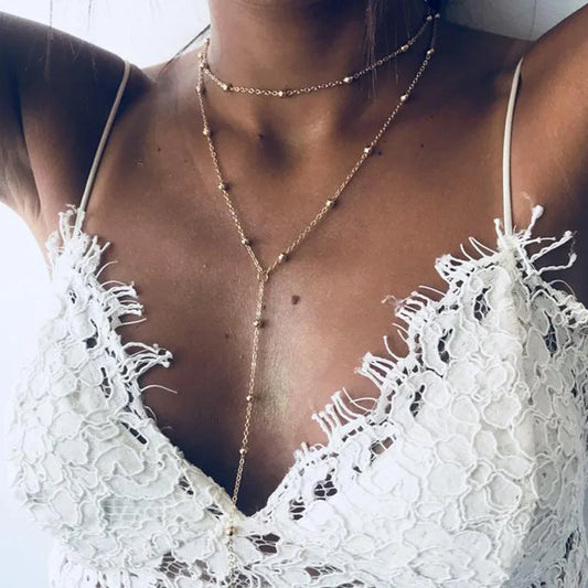 Elegant Simple Geometric Beaded Collarbone Necklace for Women