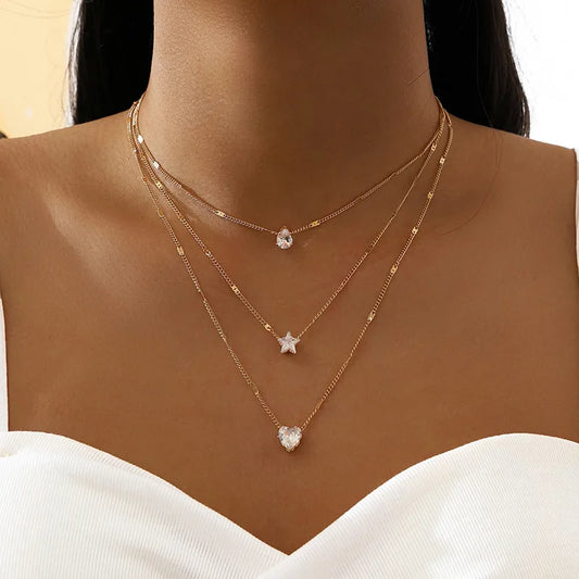 Egyptian Zircon Necklace for Women Multilayer Choker Chain Elegant Party Jewelry Shiny Gift