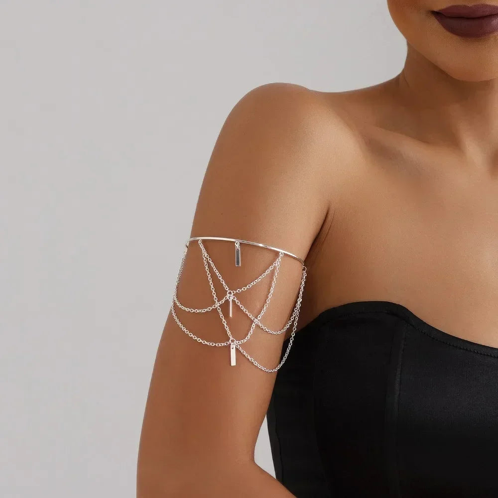 Women's Gold Open Upper Armband Rectangle Jewelry Tassel Armband Summer Party Fashion Accessories New