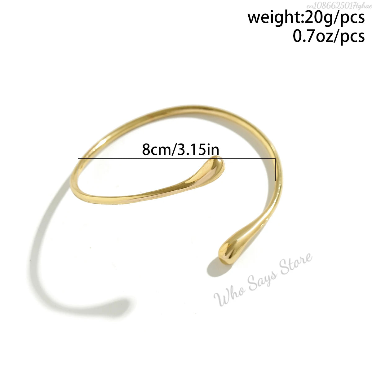 Lacteo Trendy Geometric Twisted Cuff Bracelet On The Upper Arm for Women Water Drop Shape Bangles Adjustable Jewelry Party Girls