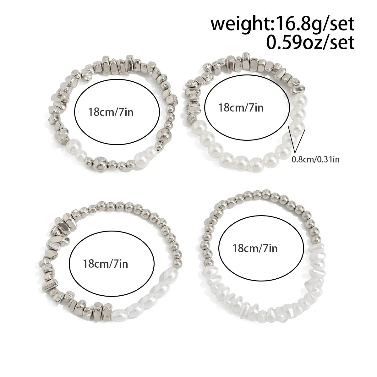 New Fashion Women's Vintage Irregular CCB Beads Imitation Pearl Chain Bracelet Set Jewelry Valentine's Day Gift