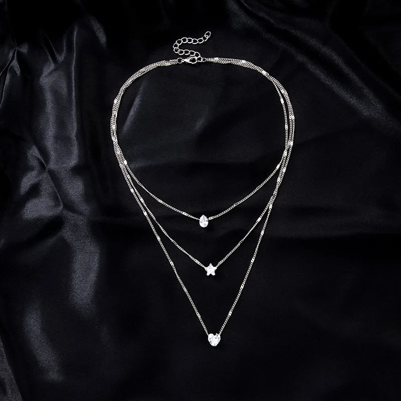 Egyptian Zircon Necklace for Women Multilayer Choker Chain Elegant Party Jewelry Shiny Gift