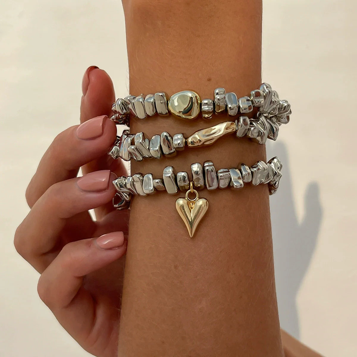New Fashion Women's Vintage Irregular CCB Beads Imitation Pearl Chain Bracelet Set Jewelry Valentine's Day Gift